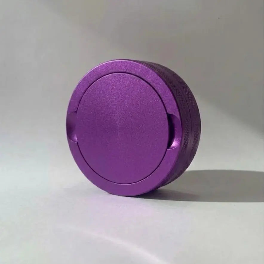 Pouchy Slim in purple — slim aluminium snus pot for nicotine pouches, engravable