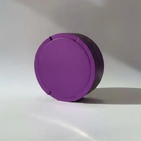 Original Pouchy in purple — custom engraved aluminium snus pot, original size
